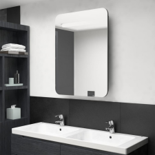 vidaXL fényes szürke LED-es tükrös fürdőszobaszekrény 60 x 11 x 80 cm bútor