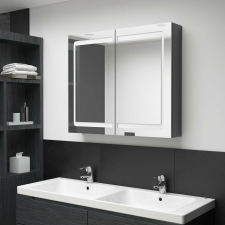 vidaXL fényes szürke LED-es tükrös fürdőszobaszekrény 80 x 12 x 68 cm fürdőszoba bútor