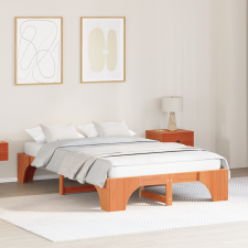 vidaXL Fenyőágykeret Gyantázott barna Tömör fa 140 x 190 cm Tartós ágy és ágykellék
