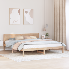 vidaXL Fenyőfa Ágykeret Természetes fa Tömör fenyőfa 200 x 200 cm Tartós ágy és ágykellék