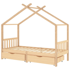 vidaXL fiókos tömör fenyőfa gyerekágykeret 90 x 200 cm (322147) gyermekbútor