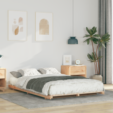 vidaXL Földi ágykeret Barna 135 x 190 cm Tömör fenyőfa ágy és ágykellék