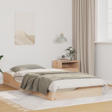 vidaXL Földi ágykeret Barna 80 x 200 cm Tömör fenyőfa ágy és ágykellék