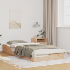 vidaXL Földi ágykeret Barna 90 x 220 cm Tömör fenyőfa ágy és ágykellék