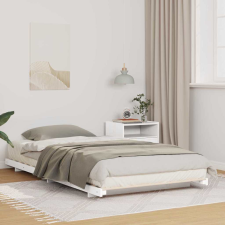 vidaXL Földi ágykeret Fehér 100 x 200 cm Tömör fenyőfa ágy és ágykellék