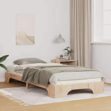 vidaXL Földi ágykeret tárolóval Barna 100 x 210 cm faszínű ágy és ágykellék