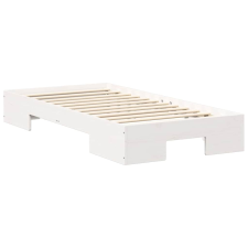 vidaXL Földi ágykeret tárolóval Fehér 100 x 200 cm Tömör fenyőfa (873044) ágy és ágykellék