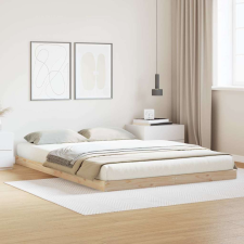 vidaXL Földi ágykeret Természetes 140 x 220 cm Tömör fenyőfa ágy és ágykellék