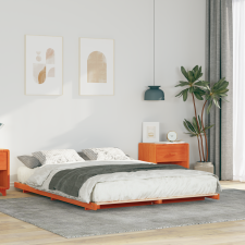 vidaXL Földi ágykeret Viaszbarna 160 x 200 cm Tömör fenyőfa ágy és ágykellék