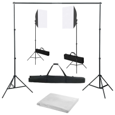 vidaXL fotóstúdió-felszerelés softbox lámpákkal és háttérrel stúdió lámpa