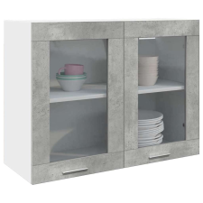 vidaXL függő üvegszekrény betonszürke 80x31x60 cm bútor