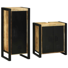 vidaXL Fürdőszoba bútor szett tárolóval 2 pcs Barna Tömör Mangófát fürdőszoba bútor