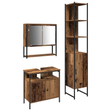 vidaXL Fürdőszoba Mosdó Szekrény Beépített Mosdó Régi Fa Mérnöki Fa (3332575) fürdőszoba bútor