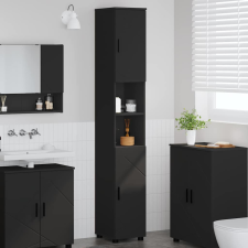 vidaXL Fürdőszobai magas szekrény Fekete 30 x 35 x 192 cm Faanyag fürdőszoba bútor