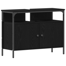 vidaXL Fürdőszobai Mosdókagyló Szekrény Fekete Tölgy 80x30x60 cm Mérnöki Fa (862237) fürdőszoba bútor