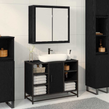vidaXL Fürdőszobai tükörszekrény Musta tammi 65 x 20 x 60 cm Faanyag fürdőszoba bútor