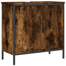 vidaXL füstölt tölgy szerelt fa fürdőszobai mosdószekrény 60x30x60 cm (842448) fürdőszoba bútor
