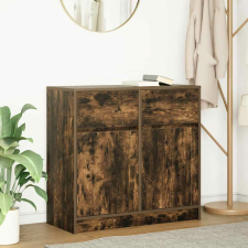 vidaXL füstölt tölgy szerelt fa tálalószekrény fiókos 80x34x76 cm bútor