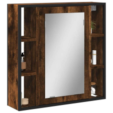 vidaXL füstölt tölgy szerelt fa tükrös fürdőszobaszekrény 60x16x60 cm fürdőszoba bútor