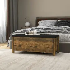 vidaXL füstölt tölgy színű tárolódoboz párnával 105 x 40 x 45 cm bútor