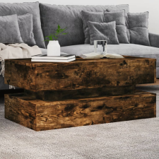 vidaXL füstölt tölgyszínű dohányzóasztal LED-lámpákkal 90x50x40 cm bútor