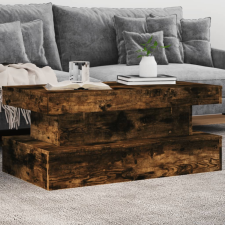 vidaXL füstölt tölgyszínű dohányzóasztal LED-lámpákkal 90x50x40 cm bútor