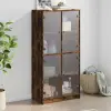 vidaXL füstölt tölgyszínű magasszekrény ajtókkal 68x37x142 cm