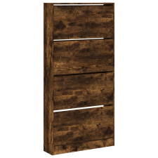 vidaXL füstös tölgy cipőszekrény 4 kihajtható fiókkal 80x21x163,5 cm (3214368) bútor