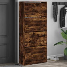 vidaXL füstös tölgy cipőszekrény 4 kihajtható fiókkal 80x34x187,5 cm bútor