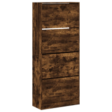 vidaXL füstös tölgy cipőszekrény 4 kihajtható fiókkal 80x34x187,5 cm (3214382) bútor