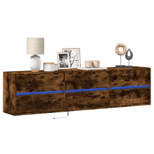 vidaXL füstös tölgy falra szerelhető TV-szekrény LED-del 180x31x45cm bútor
