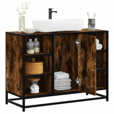 vidaXL füstös tölgy szerelt fa fürdőszobai mosdószekrény 80x33x60 cm fürdőszoba bútor