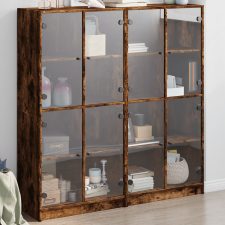 vidaXL füstös tölgy szerelt fa könyvespolc ajtókkal 136x37x142 cm bútor