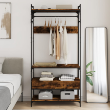 vidaXL füstös tölgy szerelt fa ruhásszekrény fiókokkal 89x39x184,5 cm bútor