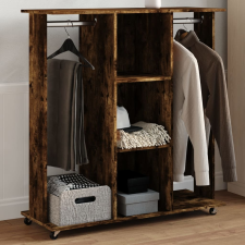 vidaXL füstös tölgy szerelt fa ruhásszekrény kerékkel 102x38x110 cm bútor