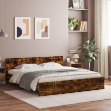vidaXL füstös tölgy színű ágykeret fejtámlával 160 x 200 cm ágy és ágykellék