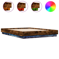 vidaXL füstös tölgy színű ágykeret LED-világítással 120x200 cm (3209804) ágy és ágykellék