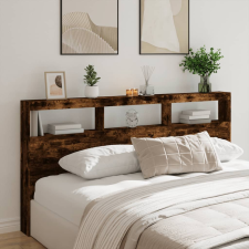 vidaXL füstös tölgy színű áthidalószekrény LED-ekkel 200 x 17 x 102 cm ágy és ágykellék
