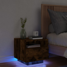 vidaXL füstös tölgy színű éjjeliszekrény LED-világítással 40x39x37 cm bútor