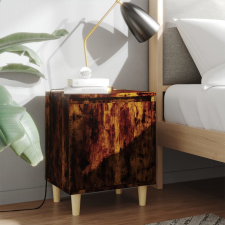 vidaXL füstös tölgy színű éjjeliszekrény tömör fa lábakkal 40x30x50 cm bútor