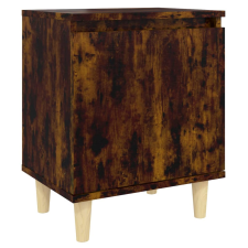 vidaXL füstös tölgy színű éjjeliszekrény tömör fa lábakkal 40x30x50 cm (813110) bútor