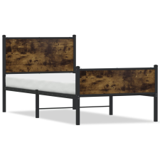 vidaXL füstös tölgy színű fém ágykeret fej- és lábtámlával 90 x 190 cm ágy és ágykellék