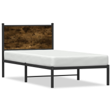 vidaXL füstös tölgy színű fém ágykeret fejtámlával 90 x 190 cm ágy és ágykellék