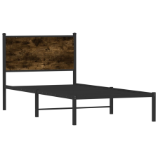vidaXL füstös tölgy színű fém ágykeret fejtámlával 90 x 200 cm (4007660) ágy és ágykellék