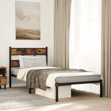 vidaXL füstös tölgy színű fém ágykeret matrac nélkül 100 x 190 cm ágy és ágykellék