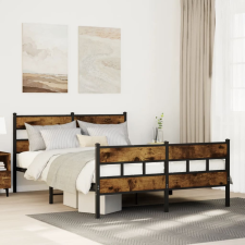 vidaXL füstös tölgy színű fém ágykeret matrac nélkül 140 x 190 cm ágy és ágykellék