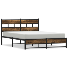 vidaXL füstös tölgy színű fém ágykeret matrac nélkül 140 x 190 cm (4017218) ágy és ágykellék