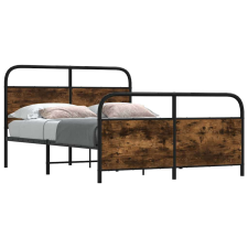 vidaXL füstös tölgy színű fém ágykeret matrac nélkül 140 x 200 cm ágy és ágykellék