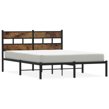 vidaXL füstös tölgy színű fém ágykeret matrac nélkül 160 x 200 cm (4017056) ágy és ágykellék