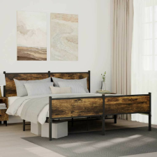 vidaXL füstös tölgy színű fém ágykeret matrac nélkül 183 x 213 cm ágy és ágykellék